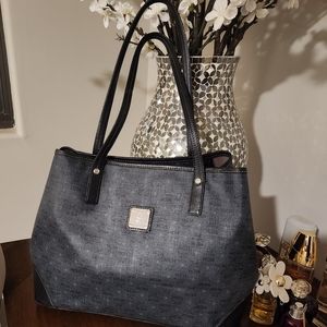 MCM Dark Grey and Black Monogram Tote EUC
